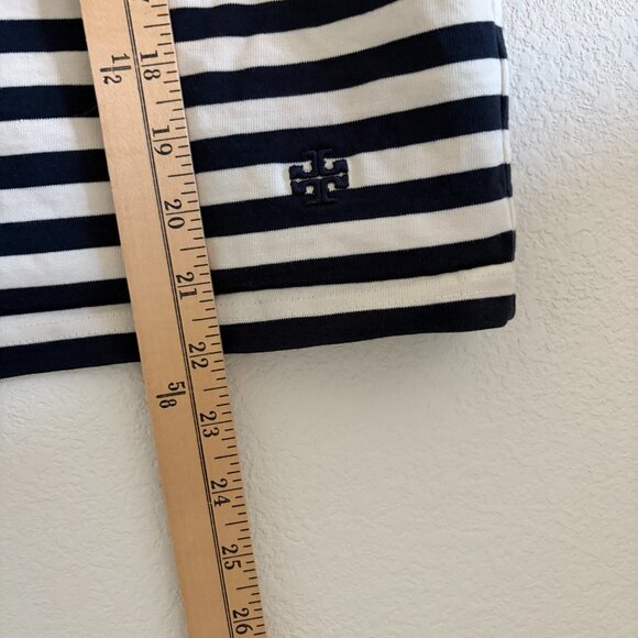 Tory Burch Stripe Top Womens S/P Navy White Cotton Boxy Style - Picture 6 of 12